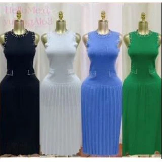 Sleeveless Elegant Pleated Slim A-Line Dress - Image 3