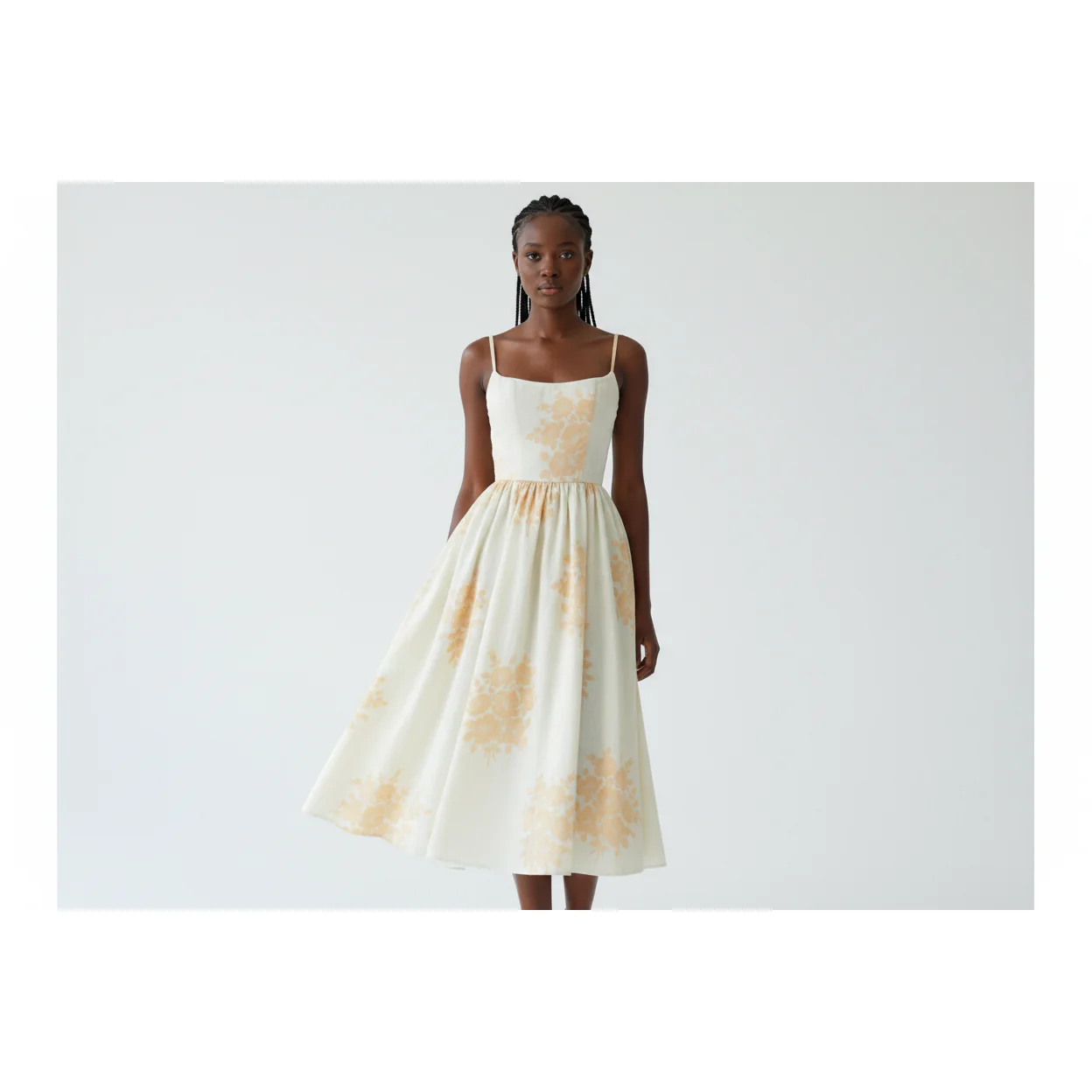 Sleeveless Floral A Line Fit Flare Midi Dress - Image 2