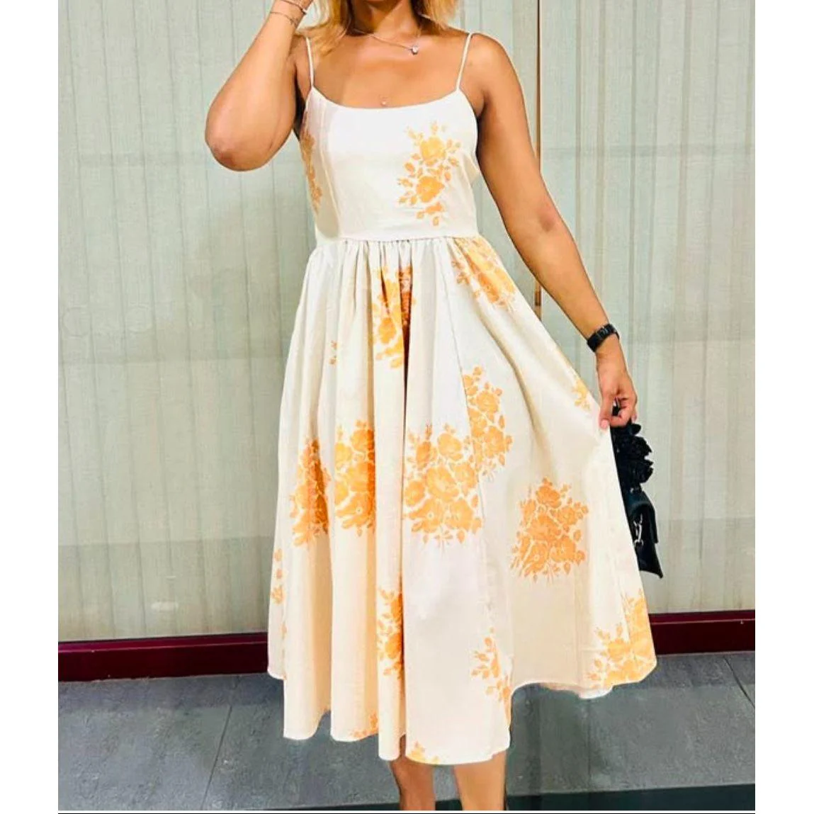 Sleeveless Floral A Line Fit Flare Midi Dress - Image 7