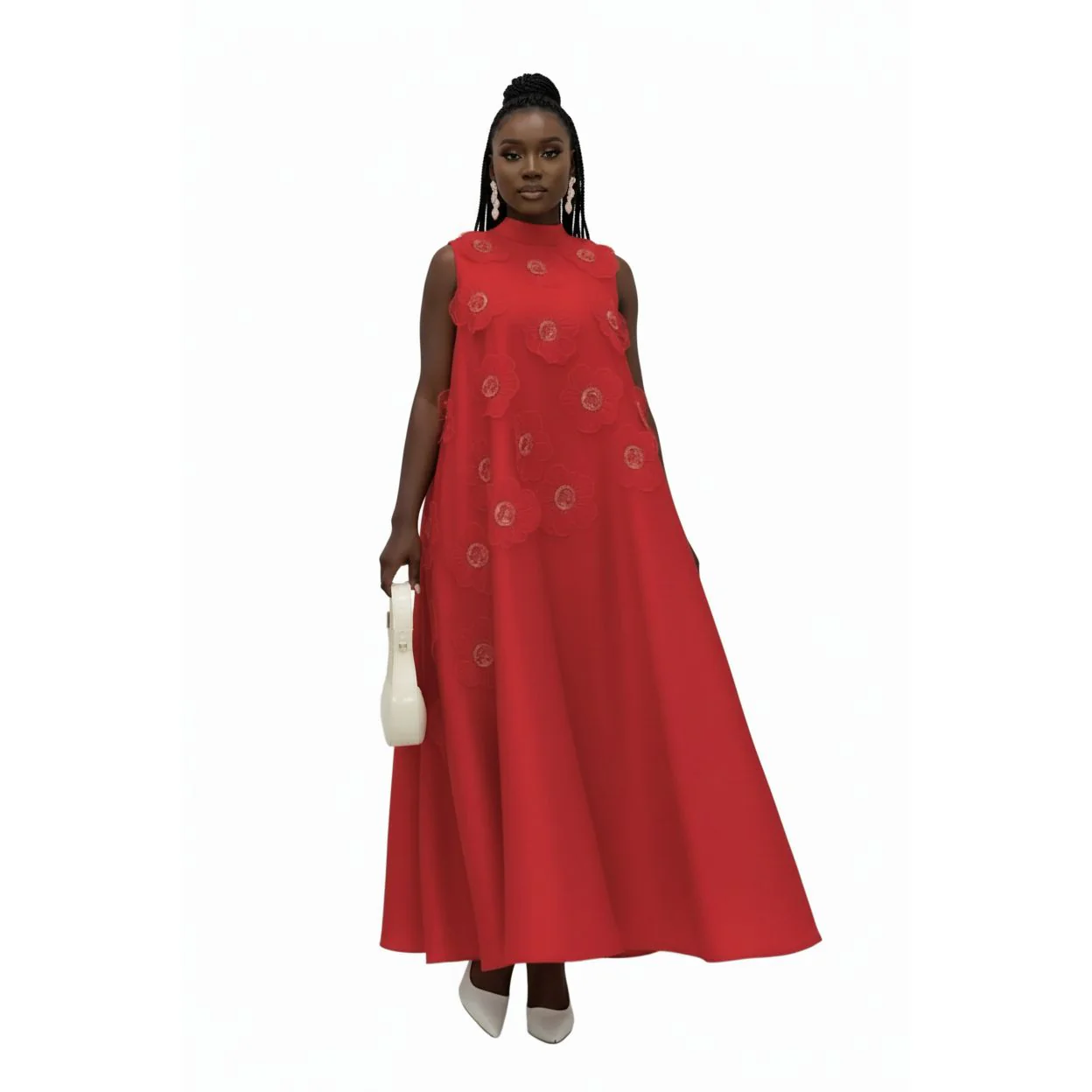 Sleeveless Floral A-line Maxi Dress - Image 4