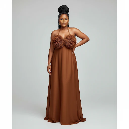Sleeveless Halter Neck Elegant Design Chest Formal Dress - Image 3