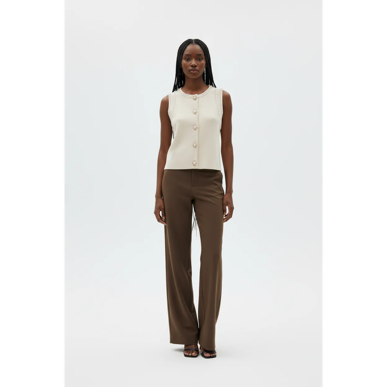Sleeveless Knitted Cropped Sweater Top - Image 3