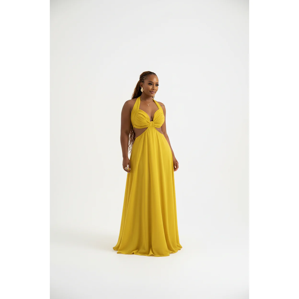 Sleeveless Layered Folds Maxi Dress