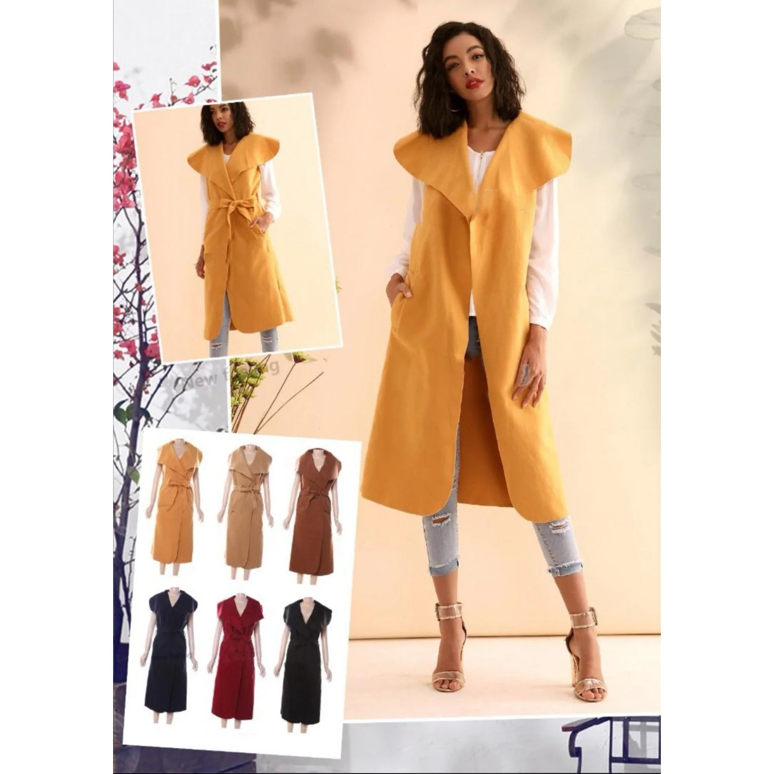Sleeveless Long Coat  - Image 4