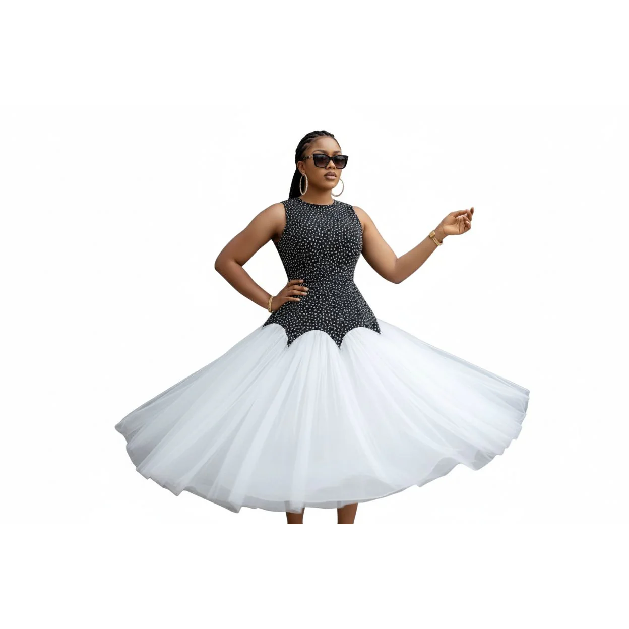 Sleeveless Mermaid Tule Dress. - Image 2