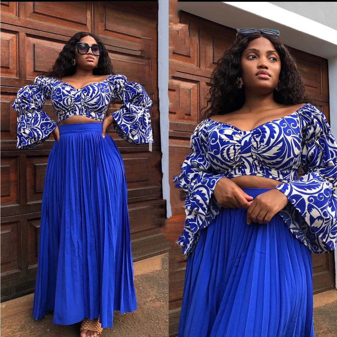 High Waisted Pleated Skirt & Long Sleeve Top Set - Image 6