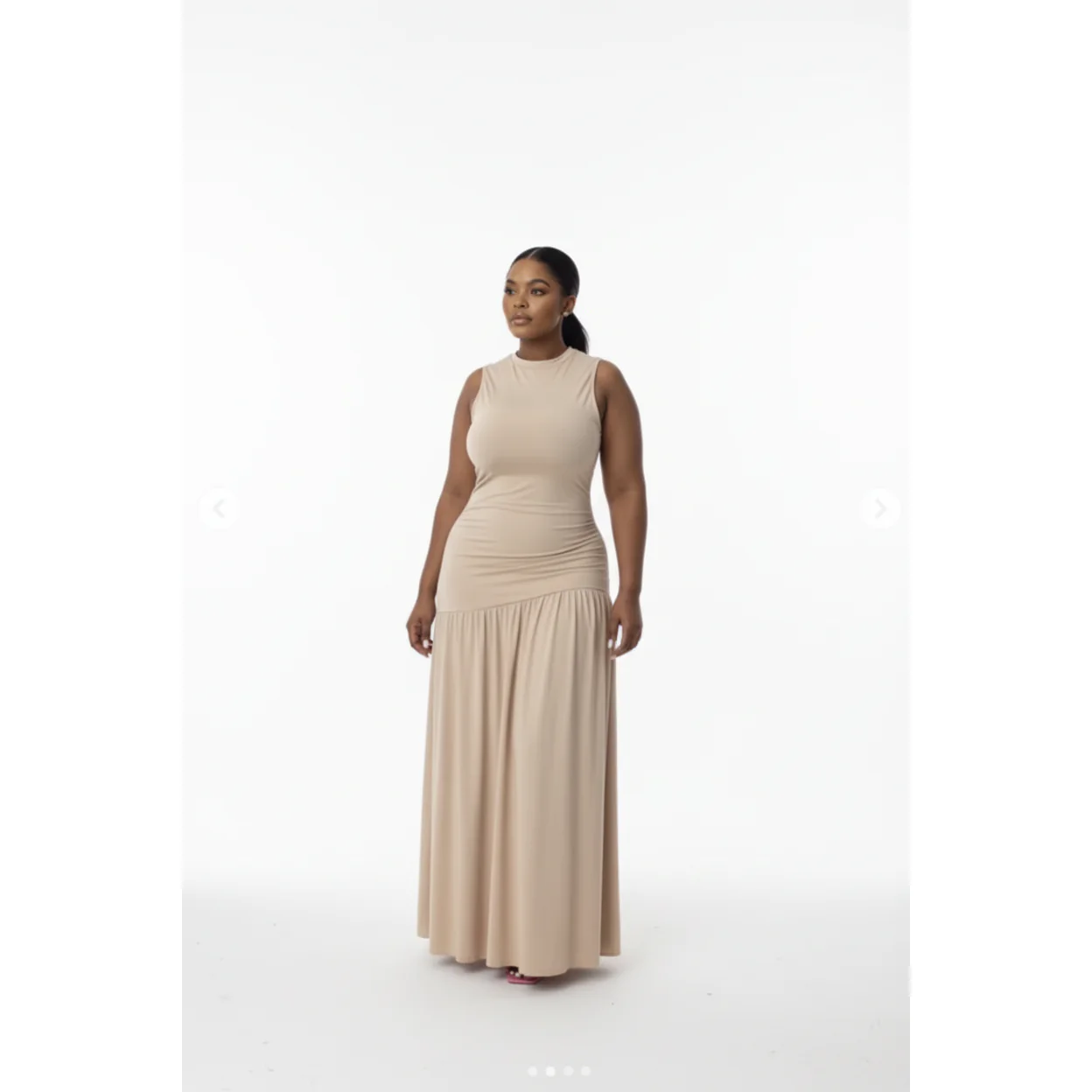 Sleeveless Mock-Neck Ruched Maxi Dress - Image 5