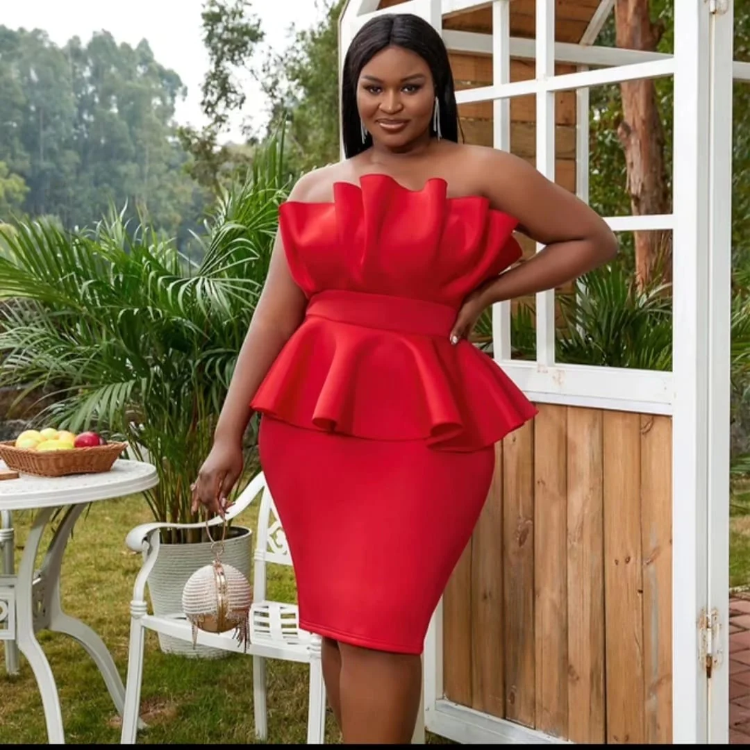 Ruffle Strapless Sexy Dress - Image 2