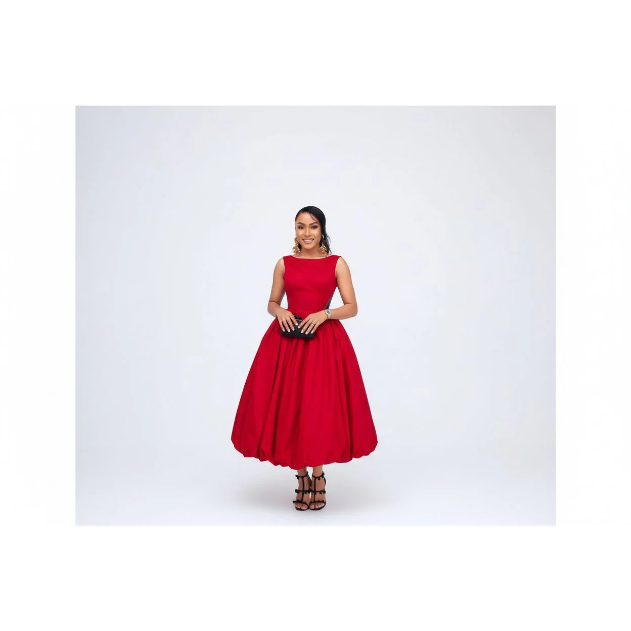 Sleeveless Plain Ruched Swing Maxi Dress