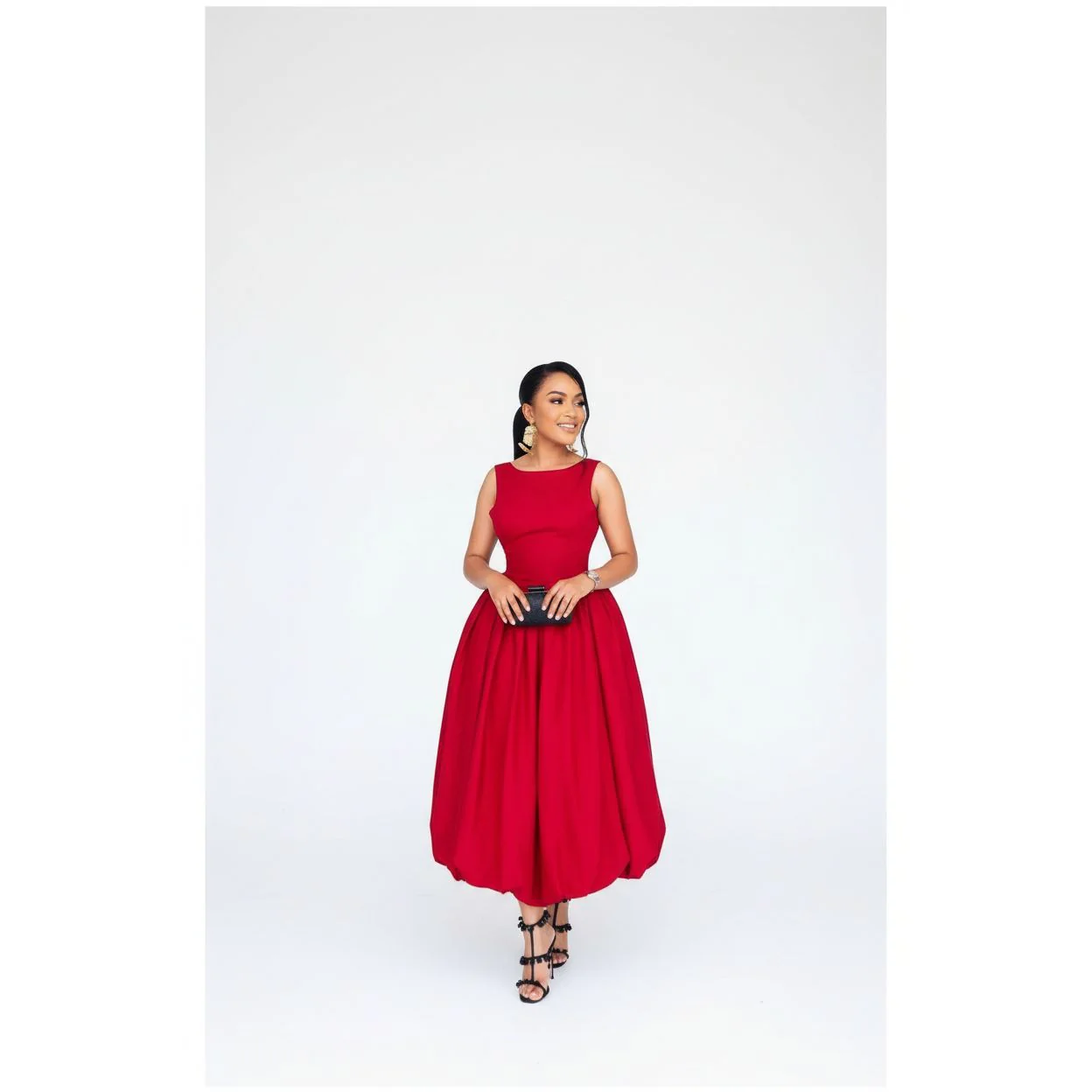 Sleeveless Plain Ruched Swing Maxi Dress - Image 6