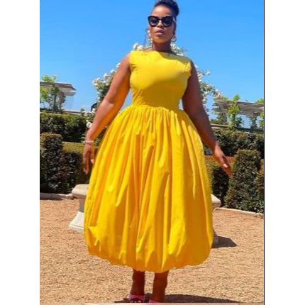 Sleeveless Plain Ruched Swing Maxi Dress - Image 8