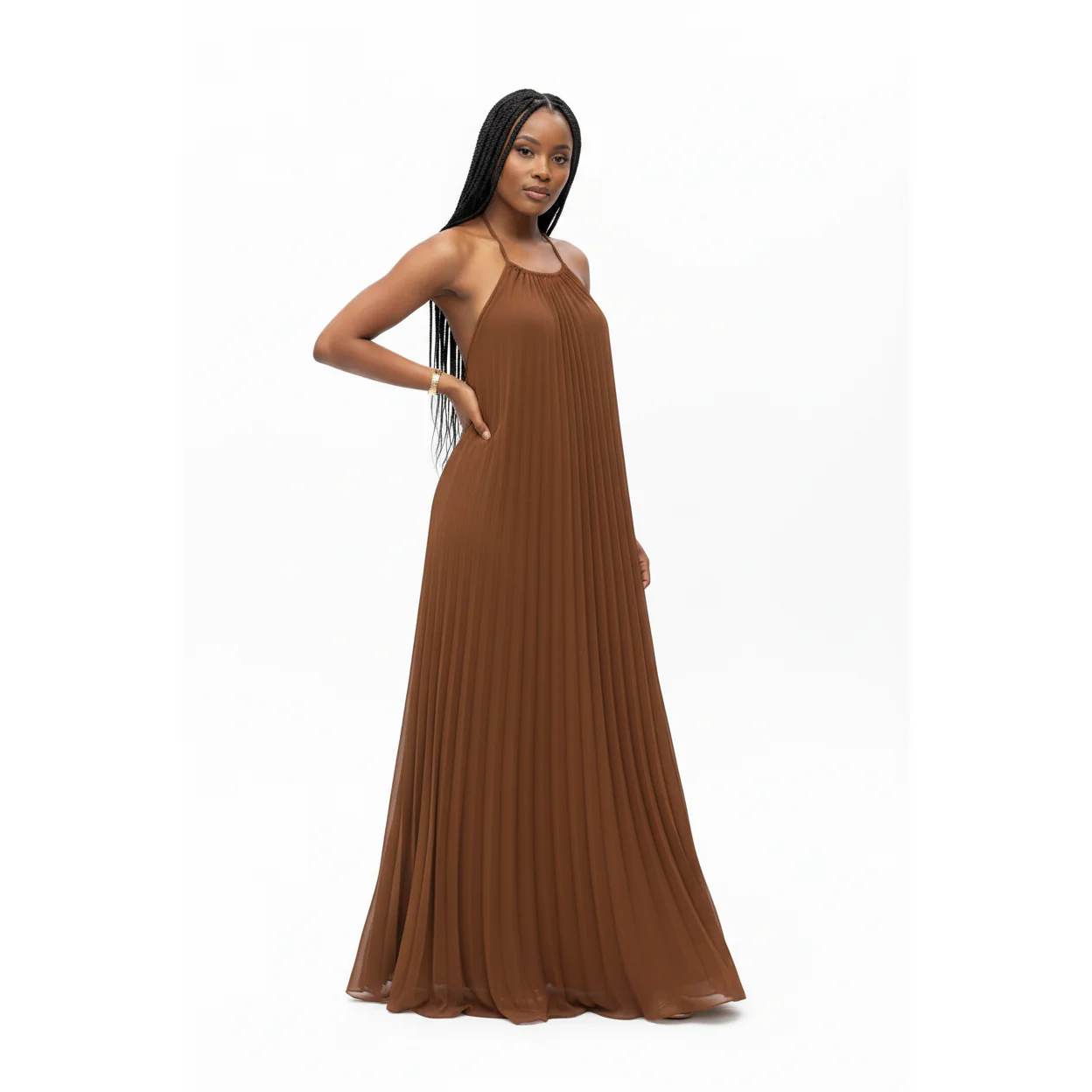 Sleeveless Pleated Maxi Dress. - Image 3