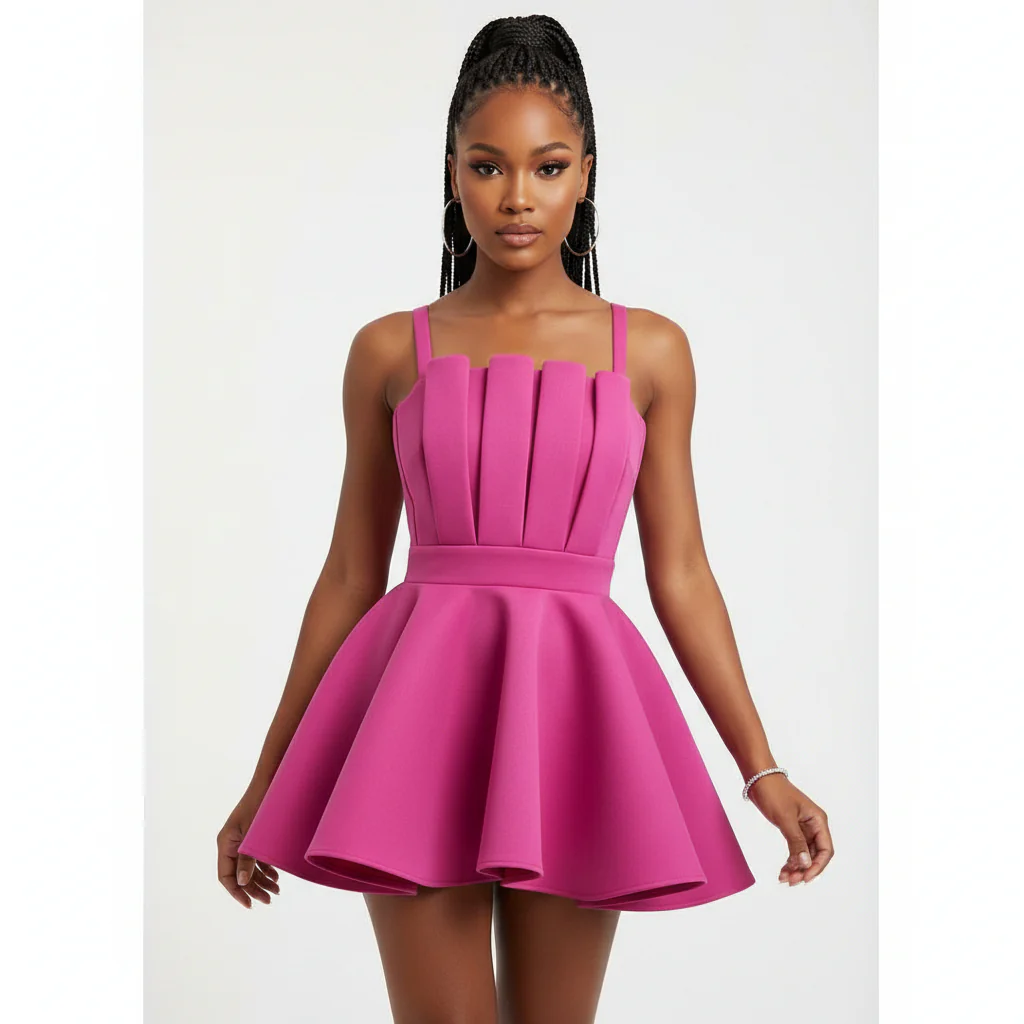 Sleeveless Pleated Mini Dress - Image 3