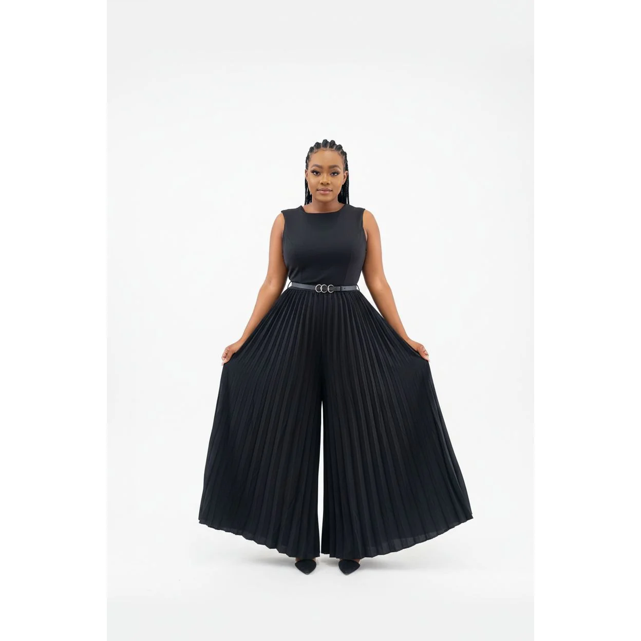 Sleeveless Pleated Overall Jumpsuit - Image 3