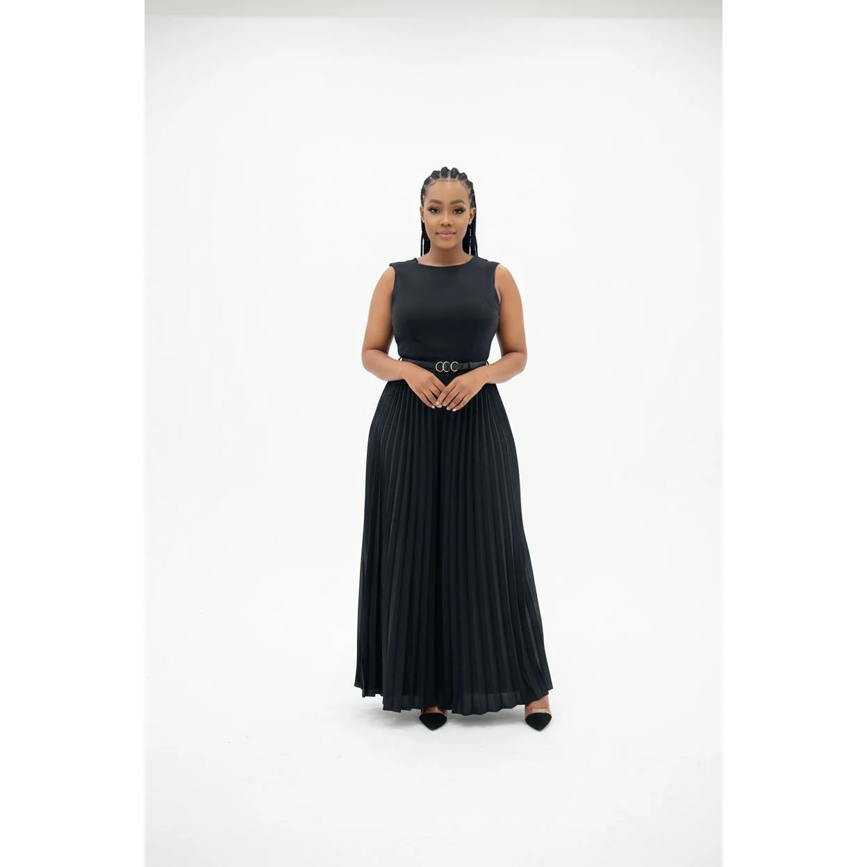 Sleeveless Pleated Overall Jumpsuit - Image 4