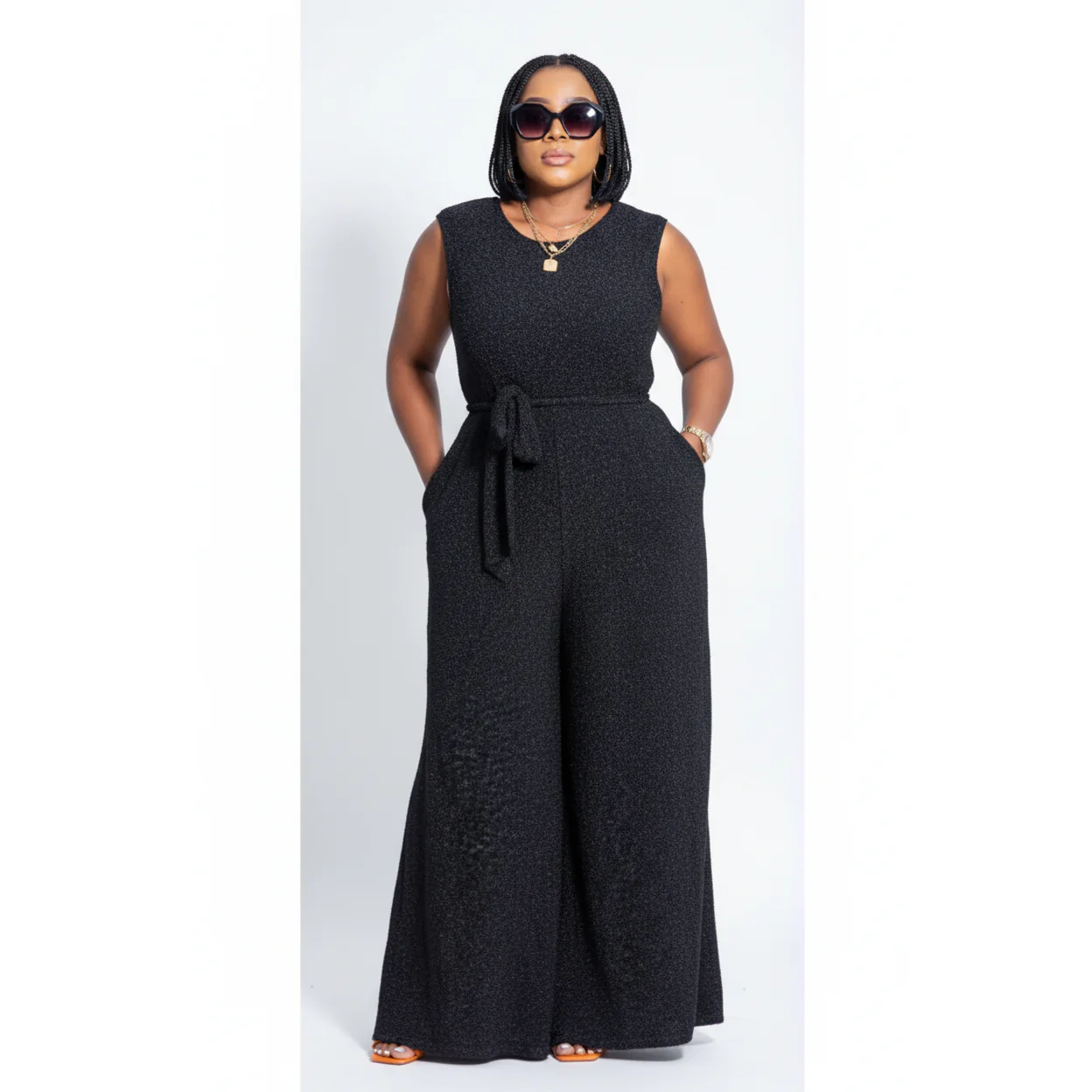 Sleeveless Round Neck knitted Jumpsuit.