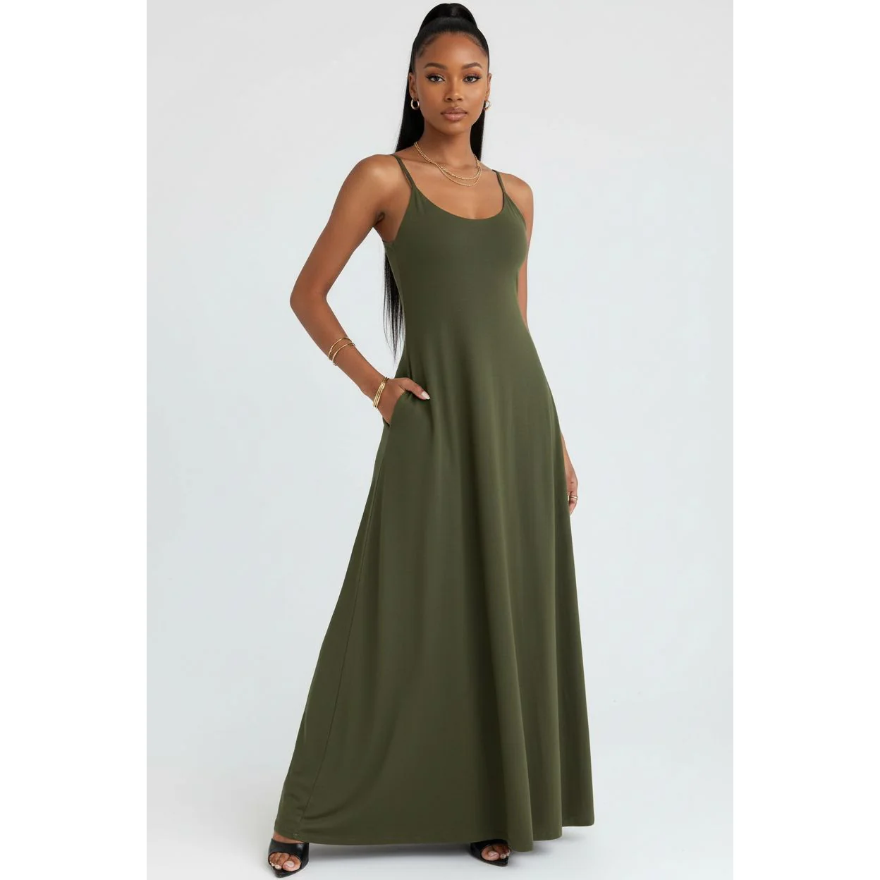 Sleeveless Round Neck Loose-Fitting Maxi Dress - Image 3