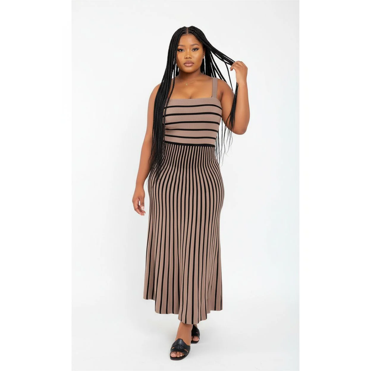 Sleeveless Sexy Stripes Slim Office Maxi Dress - Image 2