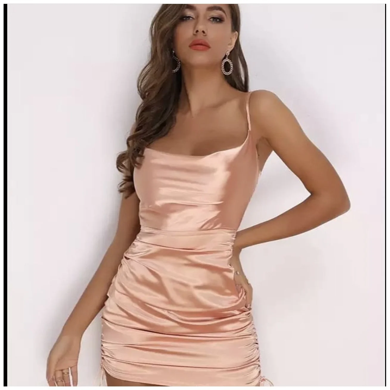 Sleeveless Short Satin Mini Dress - Image 4