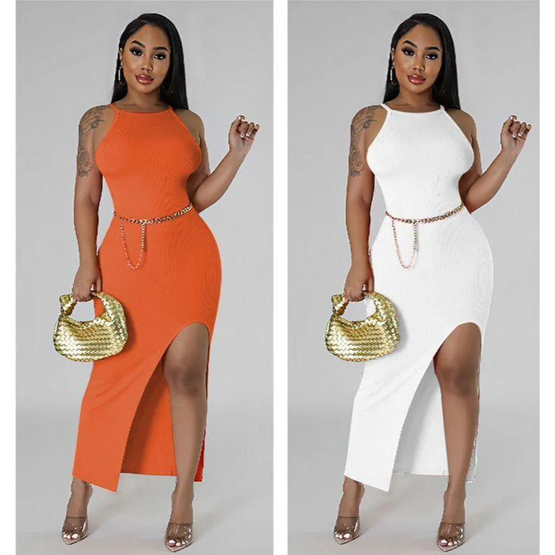 Sleeveless Side Slit Bodycon Dress - Image 2