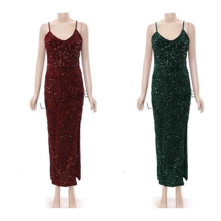 Sleeveless Side Slit Glitter Dress - Image 2