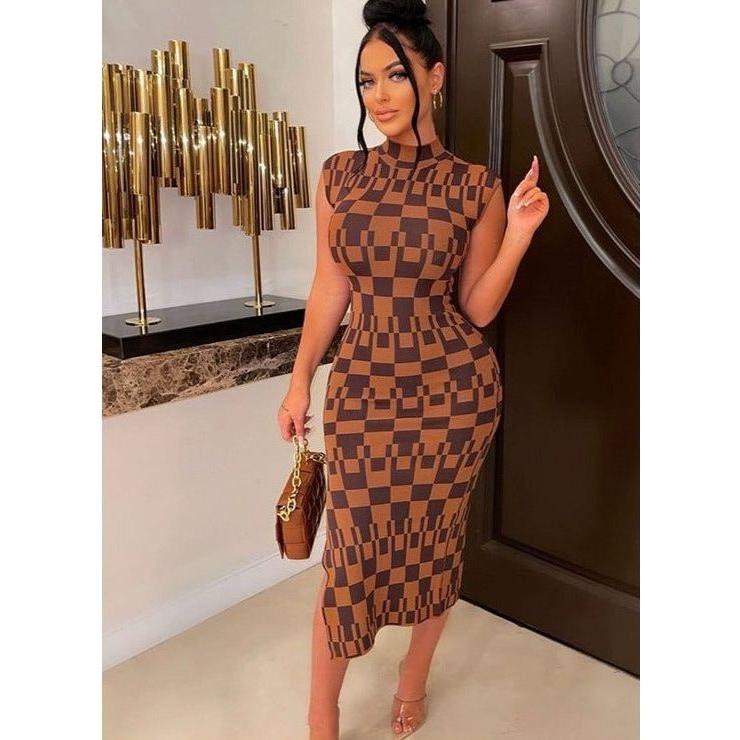 Sleeveless Side Slit Turtleneck Dress - Image 2
