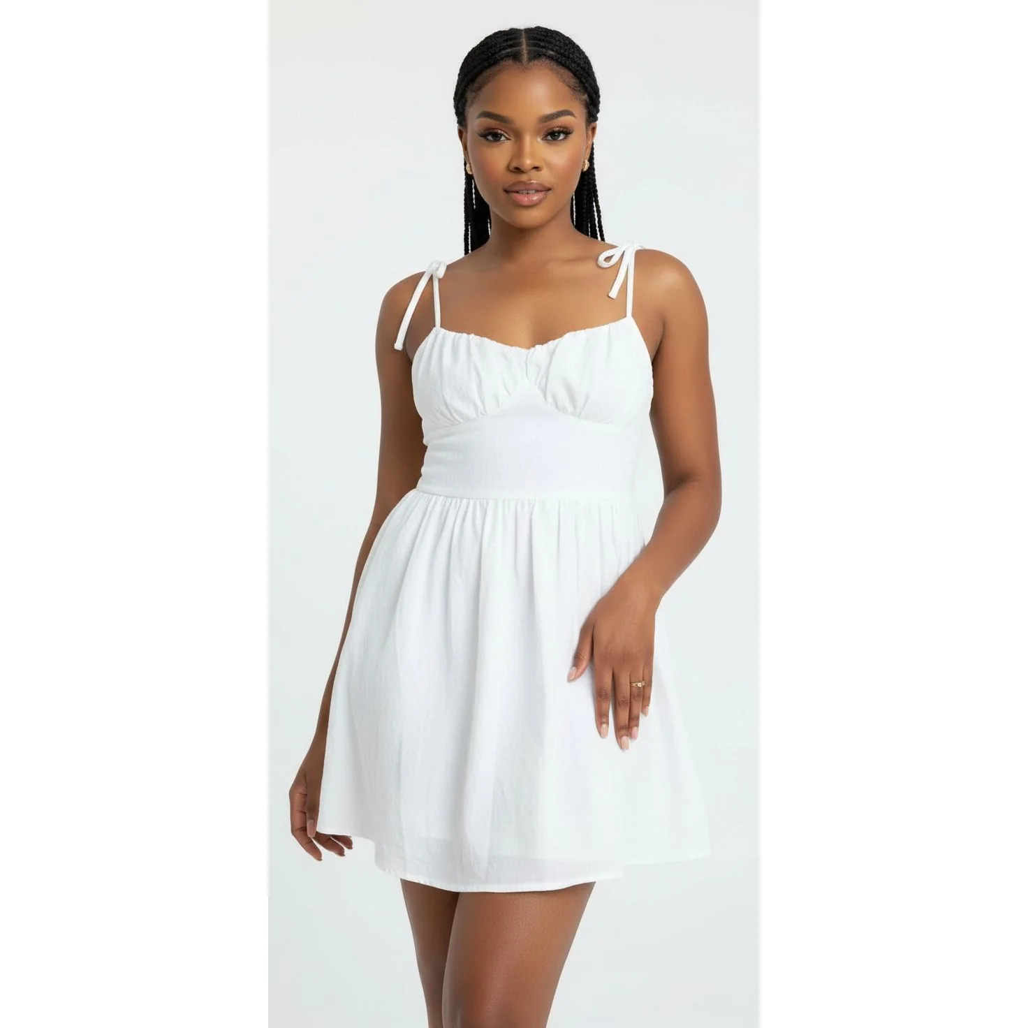 Sleeveless Solid Colour Backless Casual A-Line Mini Dress.