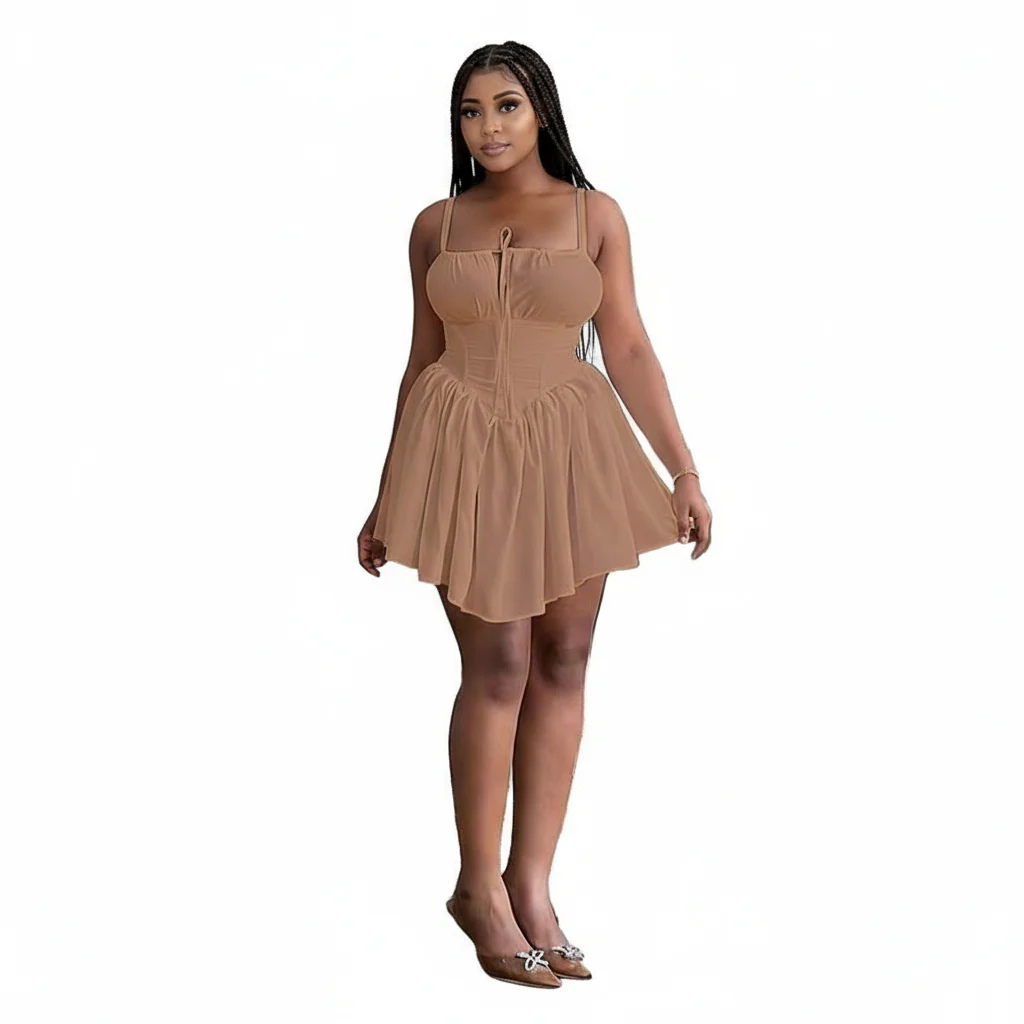 Sleeveless Solid Backless Casual A-Line Dress. - Image 4