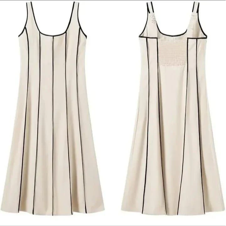 Sleeveless Striped Contrast Binding Sleeveless Midi Dress - Image 6
