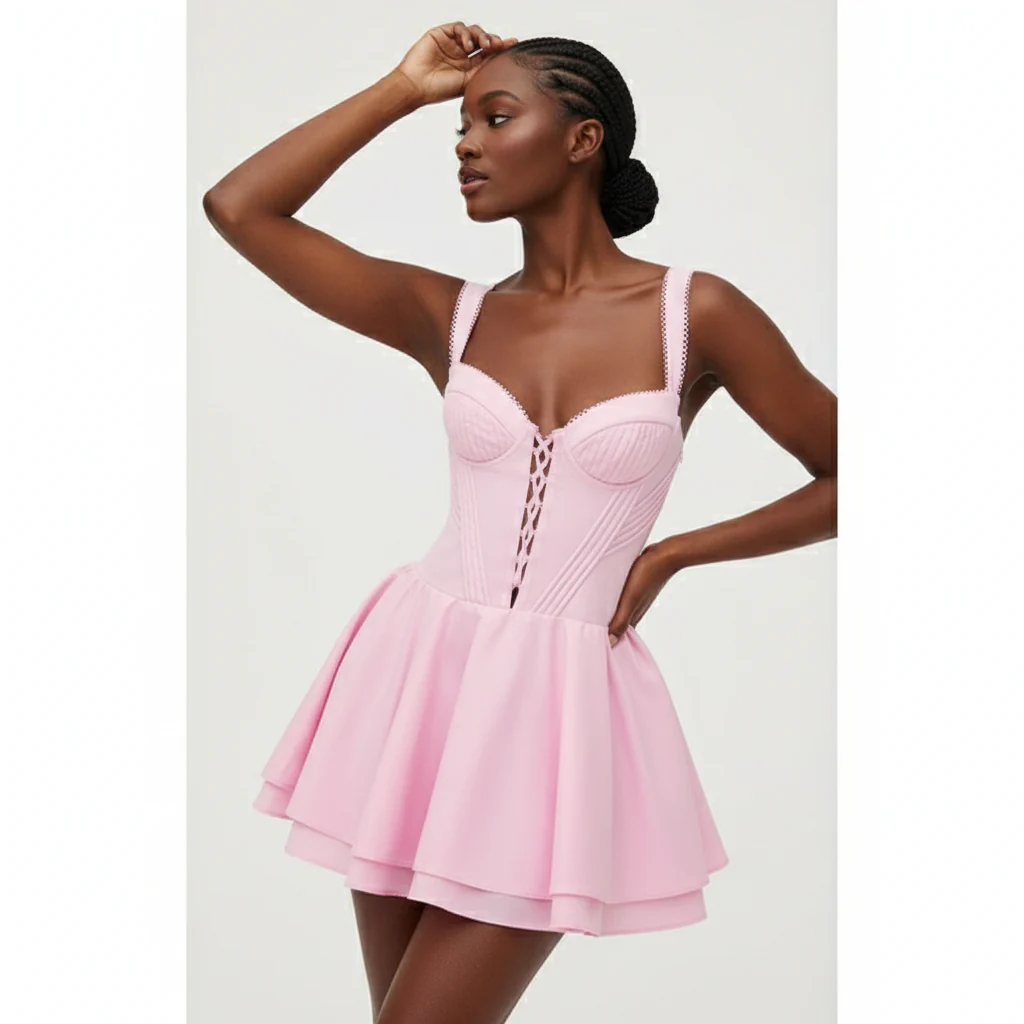 Sleeveless Sweetheart A-line Mini Dress. - Image 3