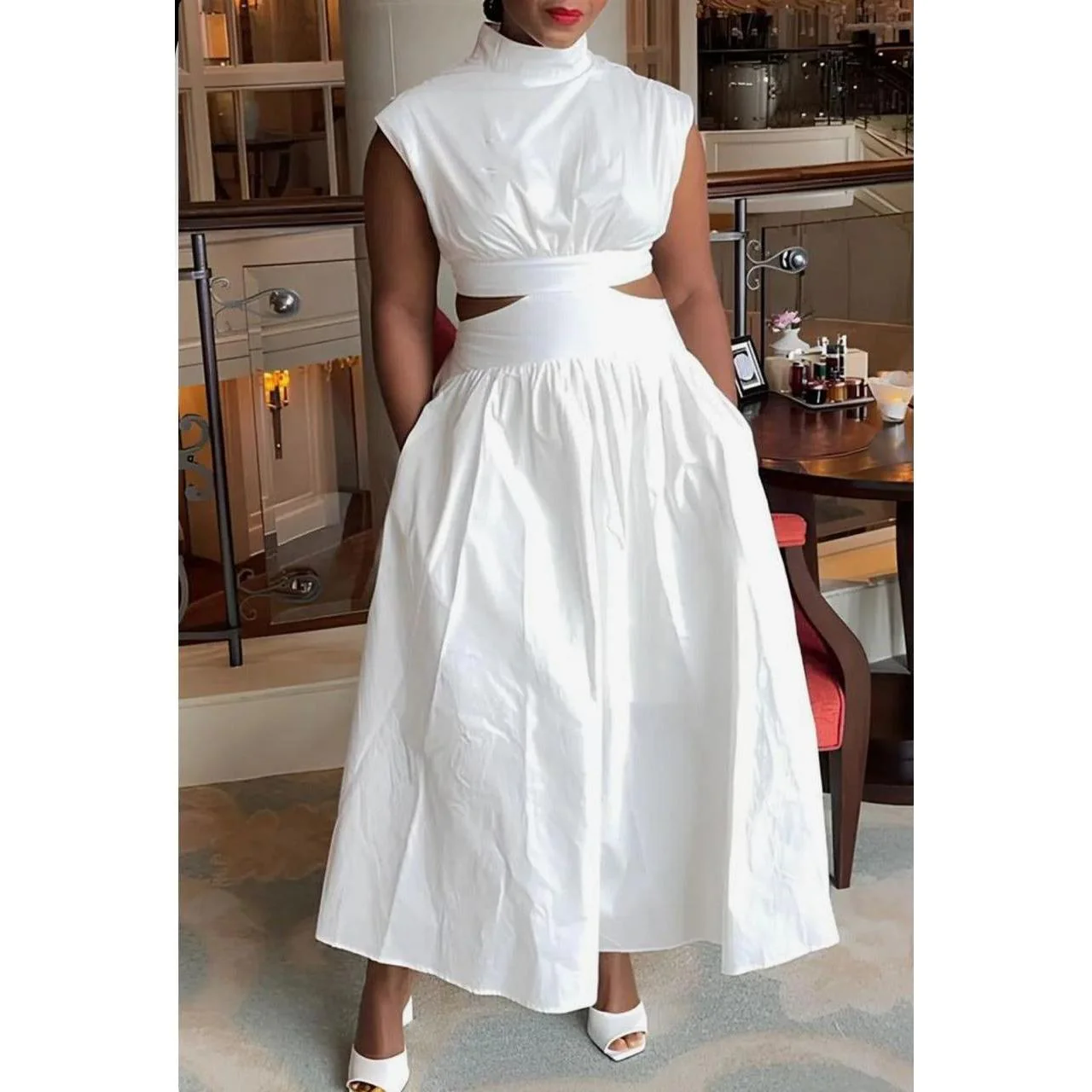 Sleeveless Swing Maxi Tank Dress.