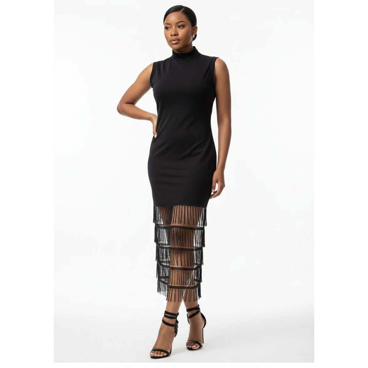 Sleeveless Tassel Hemline Midi Dress - Image 2