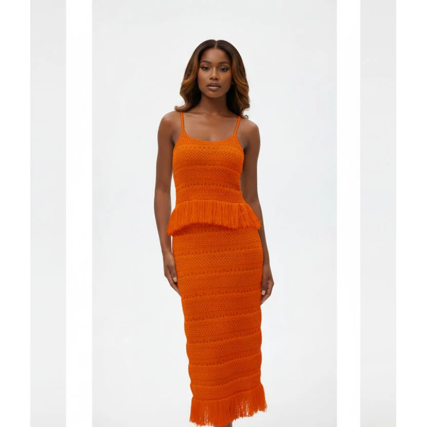 Sleeveless Top & Spaghetti Maxi Skirt Set - Image 4