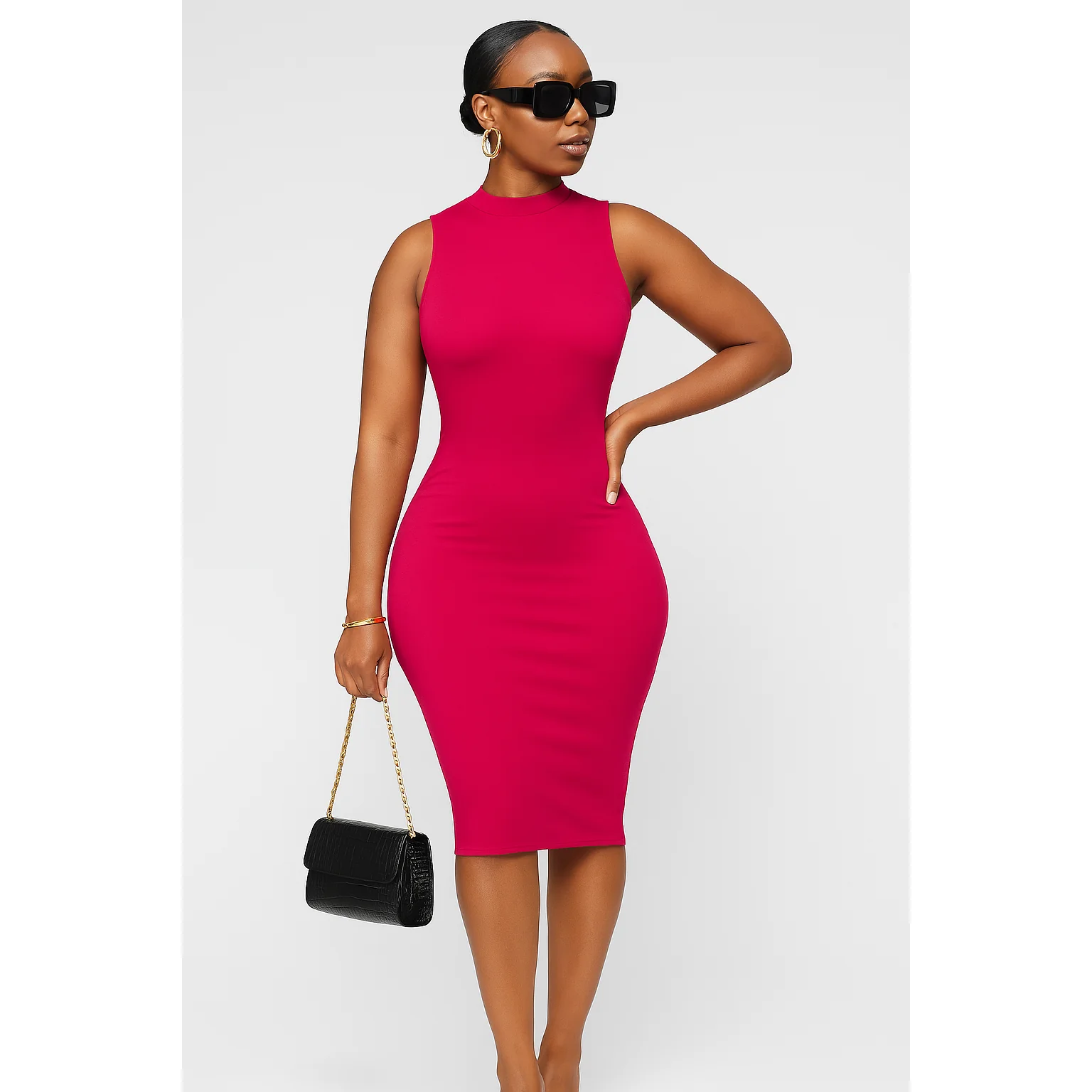 Sleeveless Turtleneck Bodycon Dress - Image 2