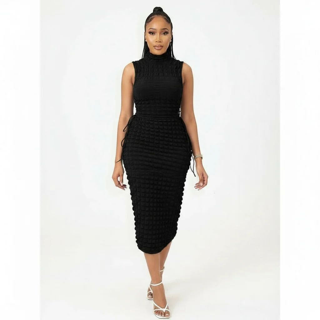 Sleeveless Turtleneck Bodycon Dress - Image 2