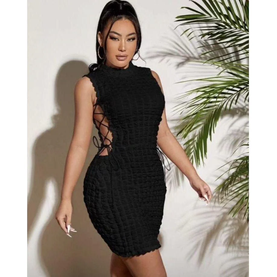 Sleeveless Turtleneck Bodycon Dress - Image 3
