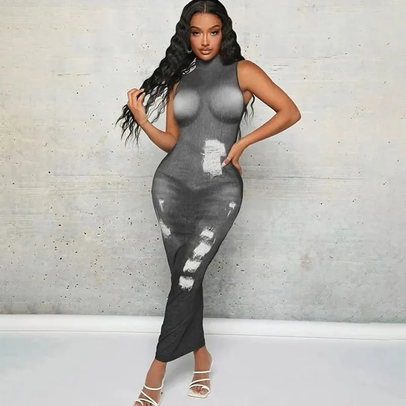 Sleeveless Turtleneck Dress - Image 3