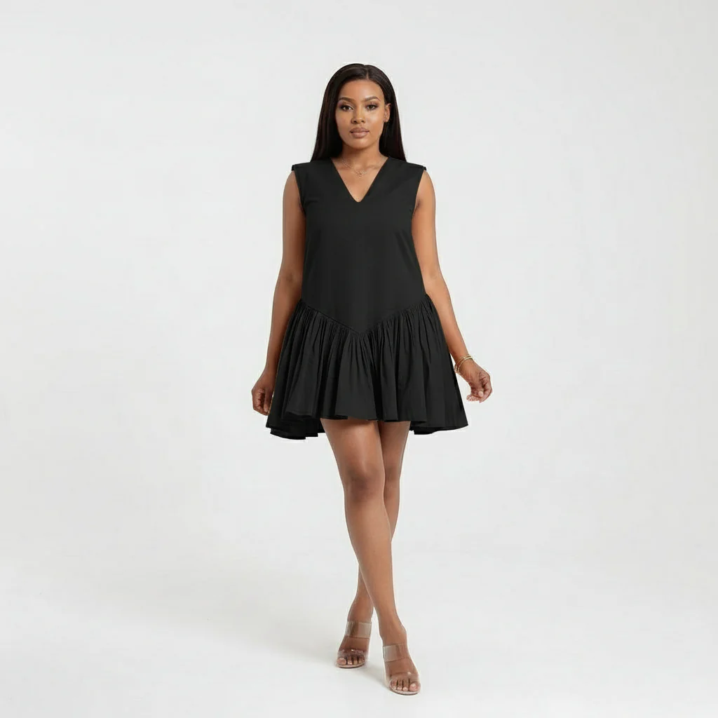 Sleeveless V-Neck Mini Dress - Image 4