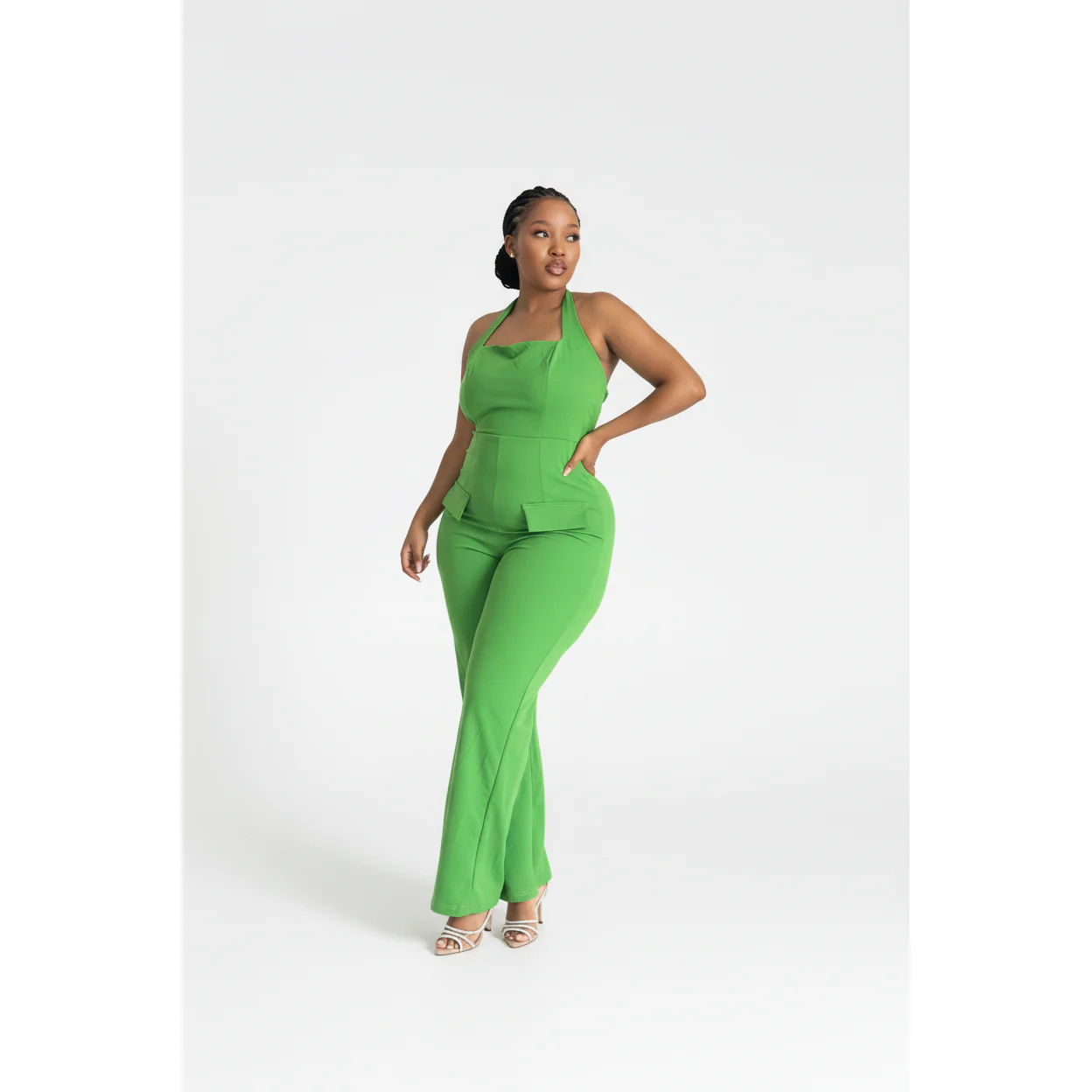 Sleeveless Wide Leg Cargo Jumpsuit.