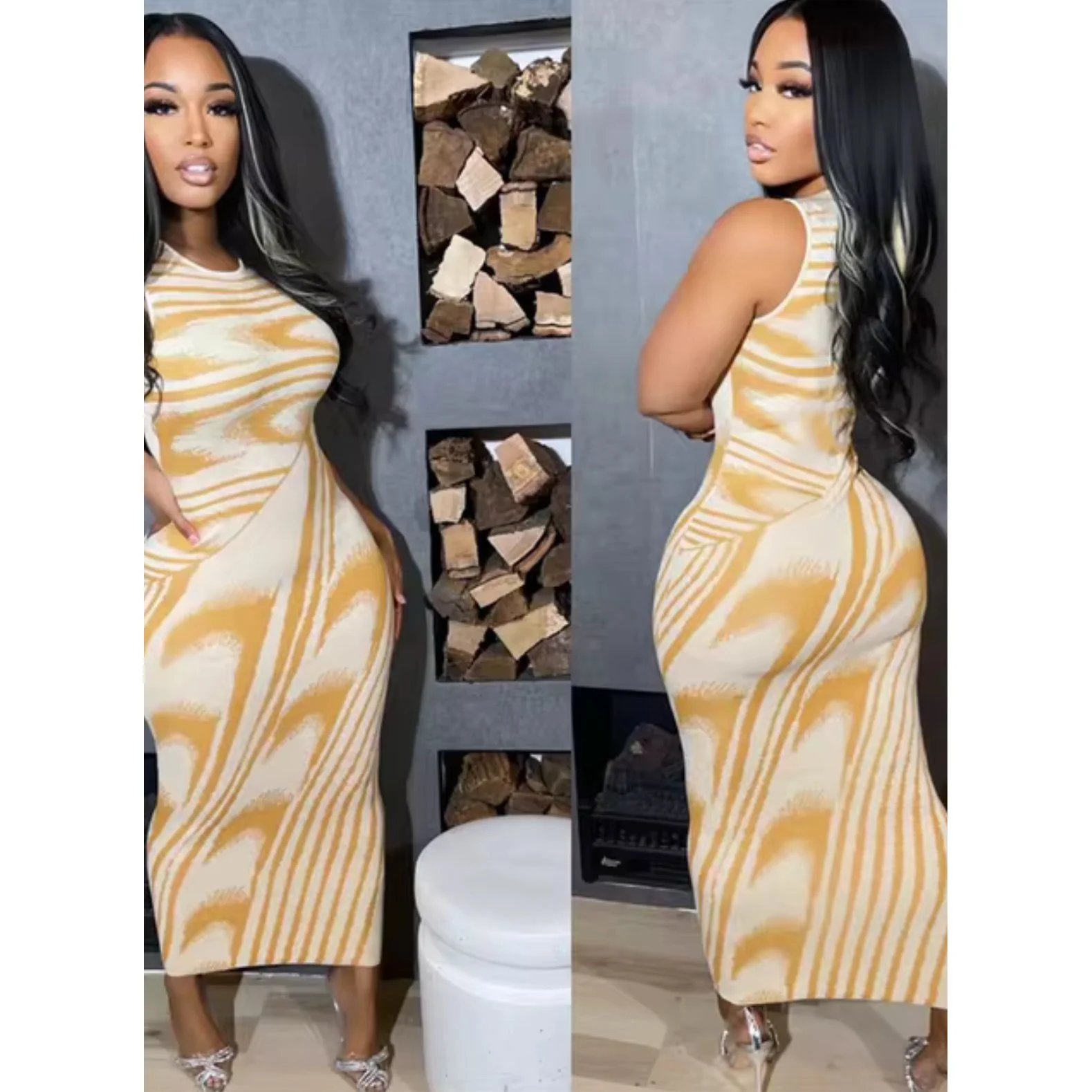 Sleeveless Zebra Print Bodycon Dress. - Image 2