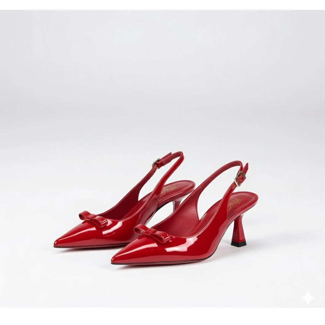 Slingback Stiletto Court Heel With Bow Design Shoe