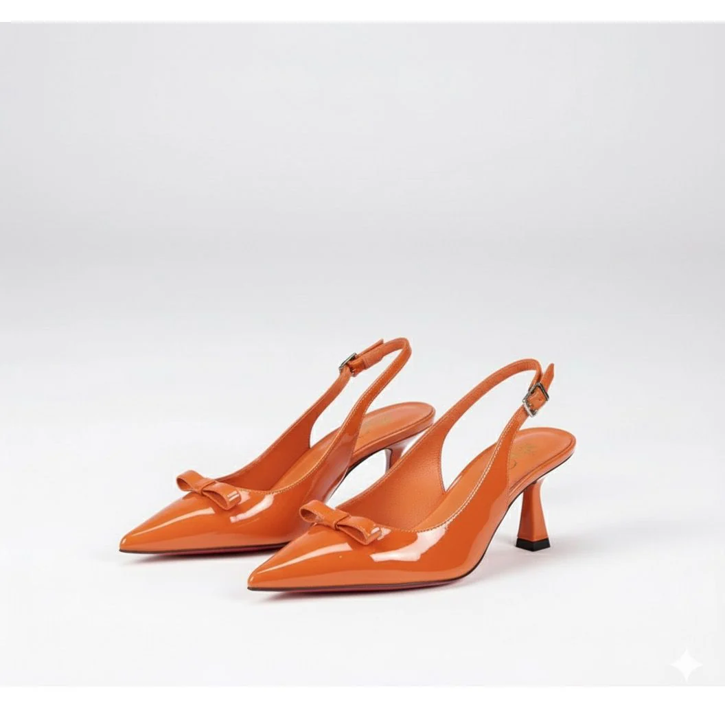 Slingback Stiletto Court Heel With Bow Design Shoe - Image 2
