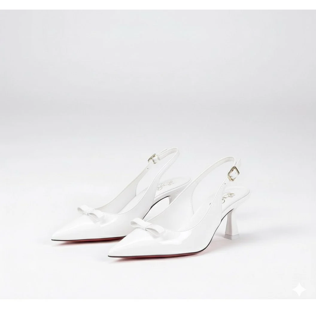 Slingback Stiletto Court Heel With Bow Design Shoe - Image 3