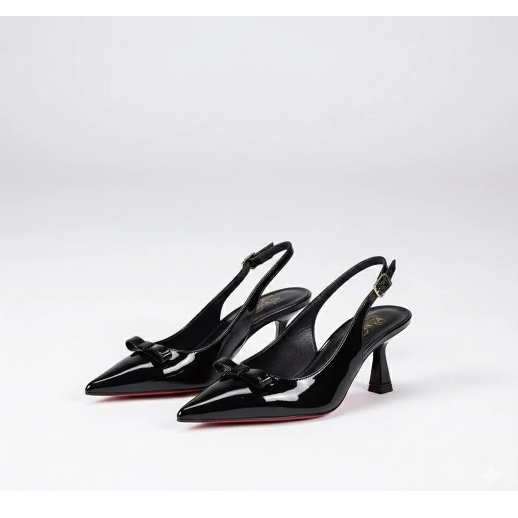 Slingback Stiletto Court Heel With Bow Design Shoe - Image 5