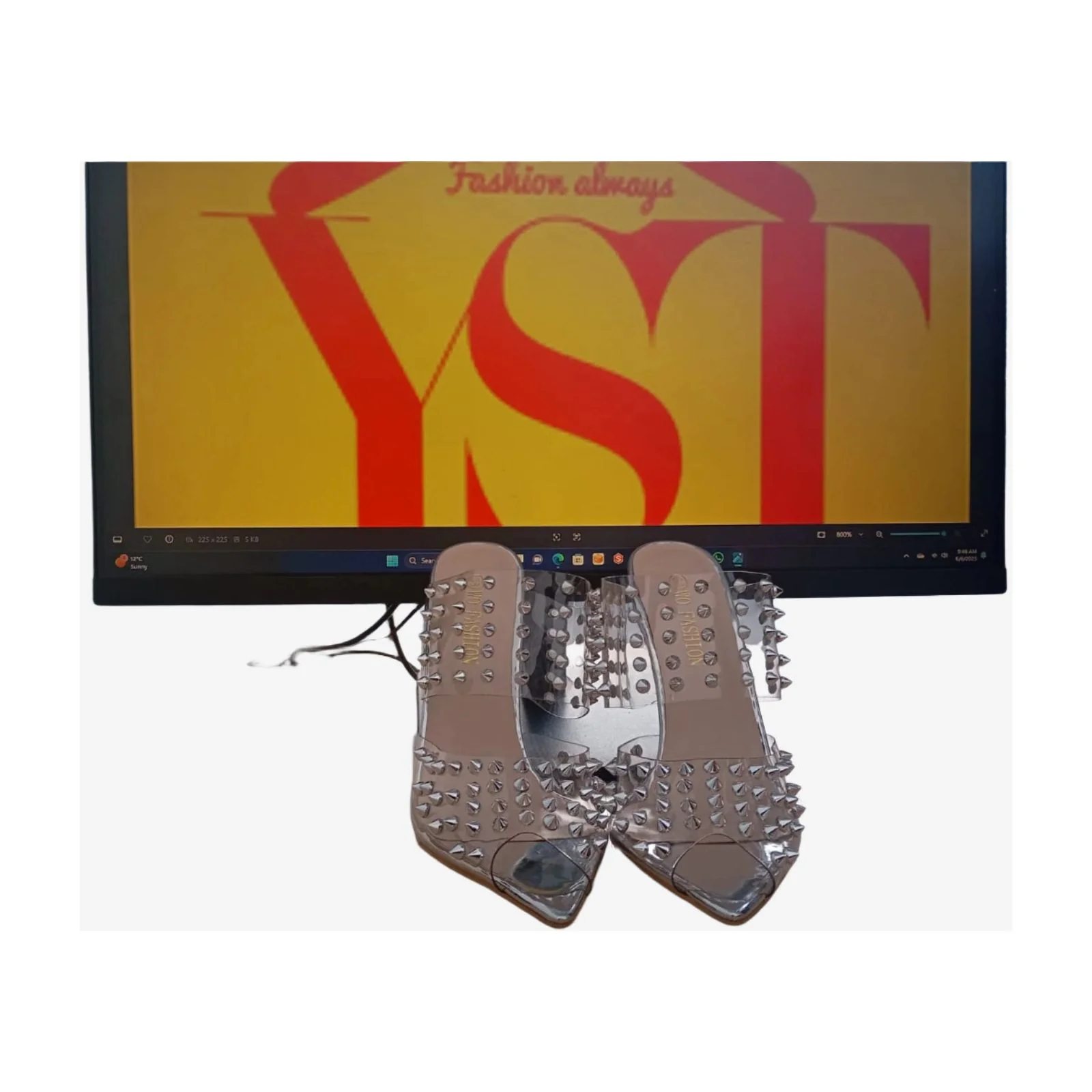 Slip On Sandals Heel Mules Open Square Toe Shoes - Image 3