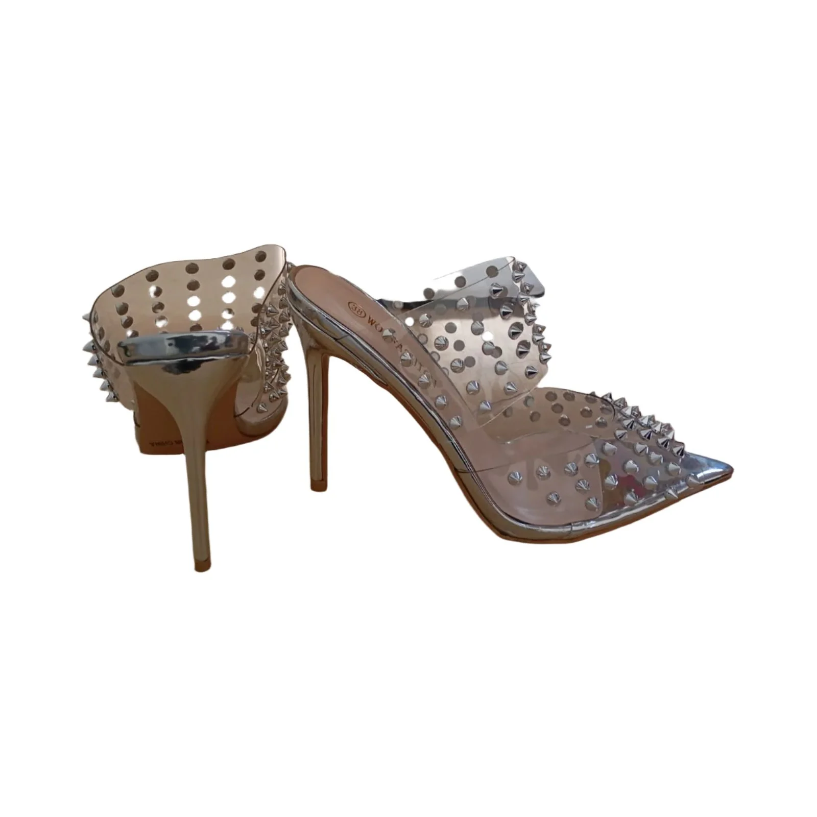 Slip On Sandals Heel Mules Open Square Toe Shoes - Image 4