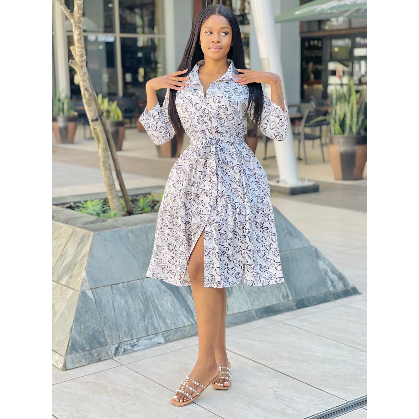 Long Sleeve Slit Midi Dress - Image 4