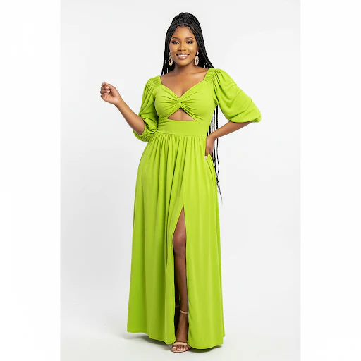 Slit Skirt and 3/4 Sleeve Crop Top 2 Piece Set - Image 2