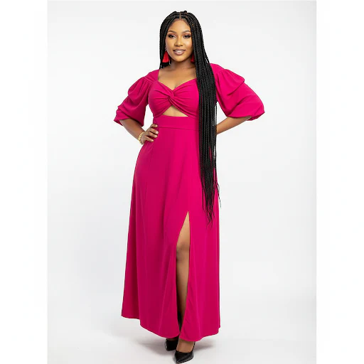 Slit Skirt and 3/4 Sleeve Crop Top 2 Piece Set - Image 4