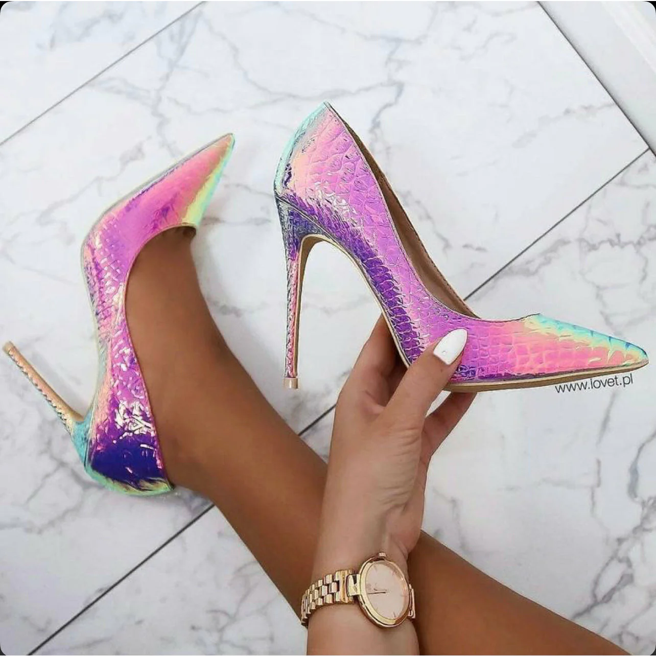 Snake Pattern High Heel Shoes - Image 10